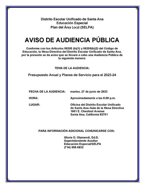 Aviso de Audencia Pública